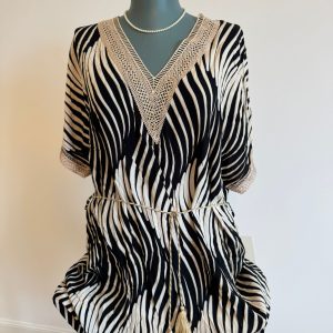 Rochie tip tunică Italian Style – imprimeu zebra, mărime 48 (lejeră)